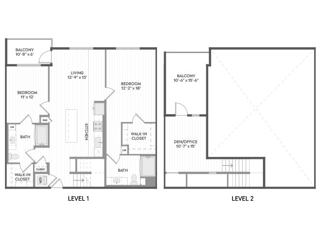 C7bT floor plan, 2 Bedroom, 2 Bathroom, Two-Story at AMLI Aero apartments