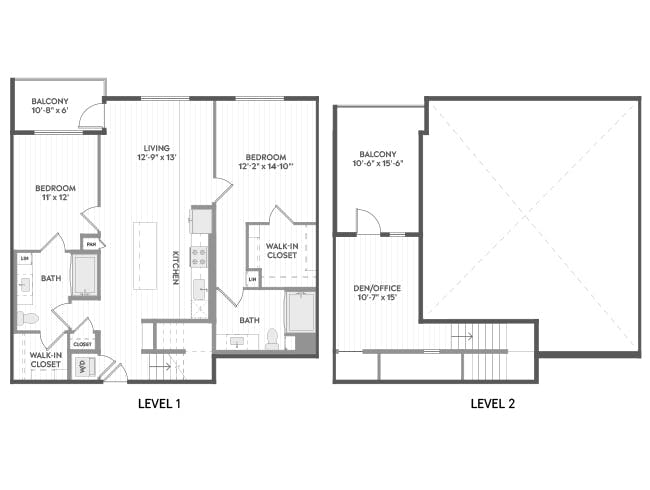 C7cT floor plan, 2 Bedroom, 2 Bathroom, Two-Story at AMLI Aero apartments