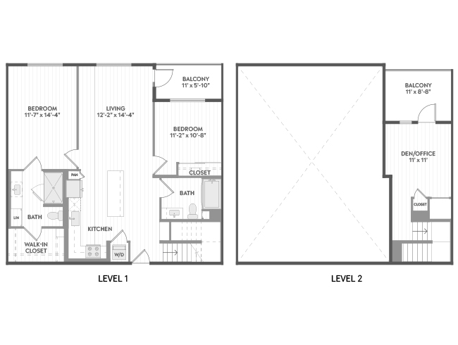 AMLI Aero C7T two-story 2 bedroom floor plan image - San Diego, CA