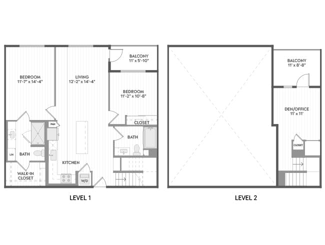 C7T floor plan, 2 Bedroom, 2 Bathroom, Two-Story at AMLI Aero apartments