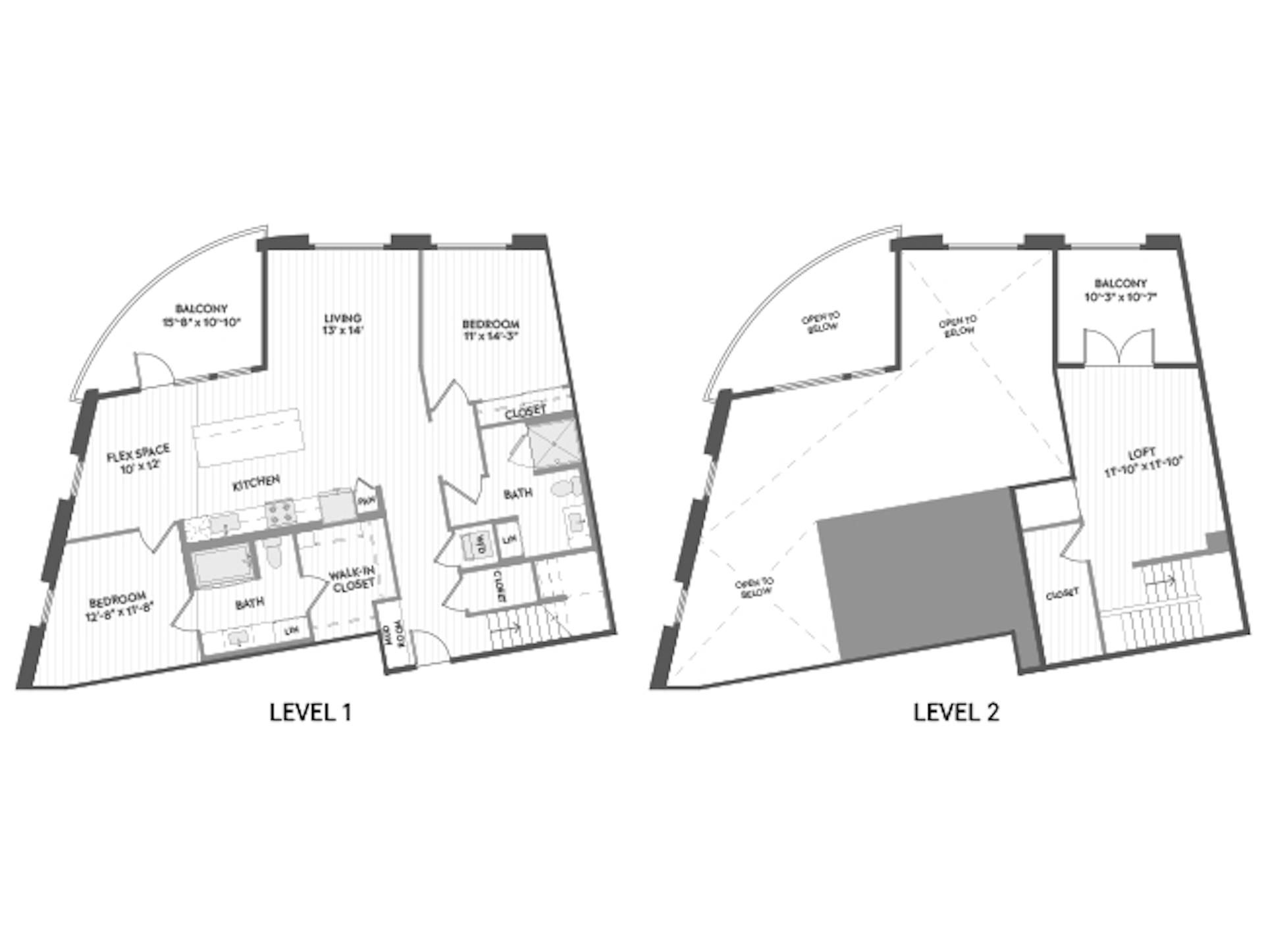 C10L floor plan, 2 Bedroom, 2 Bathroom, Loft at AMLI Aero apartments