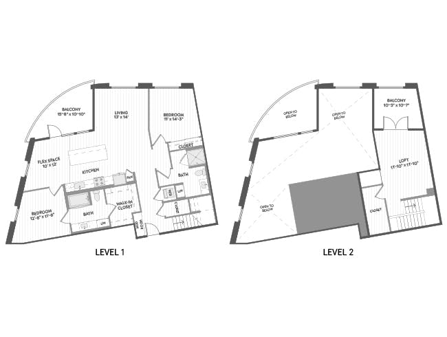 C10L floor plan, 2 Bedroom, 2 Bathroom, Loft at AMLI Aero apartments