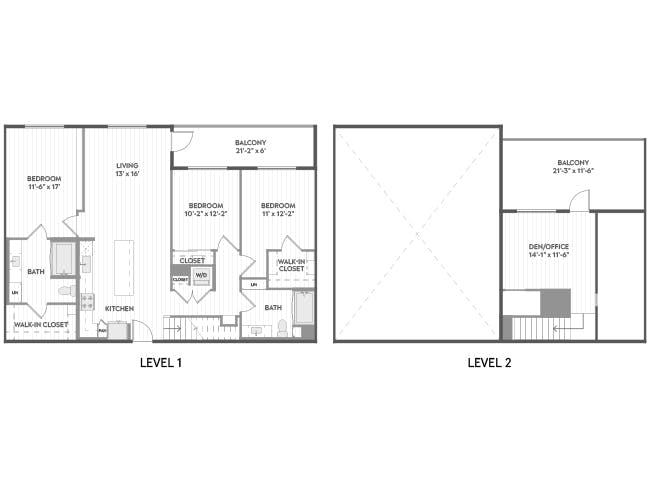 D7T floor plan, 3 Bedroom, 2 Bathroom, Two-Story at AMLI Aero apartments