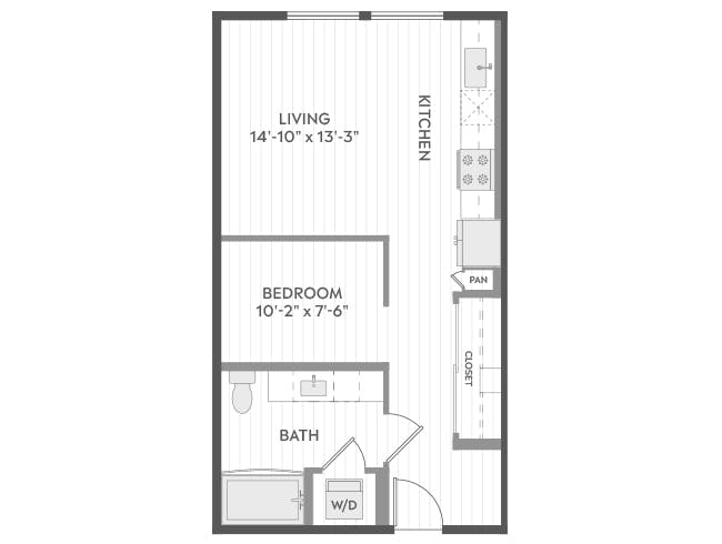 E1 floor plan, Studio, 1 Bathroom at AMLI Aero apartments