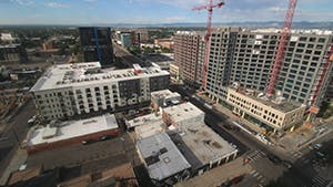 AMLI Golden Triangle building concrete topped out and exterior skin completed