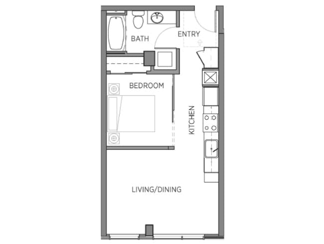A1 floor plan, 1 Bedroom, 1 Bathroom at AMLI Waterfront apartments
