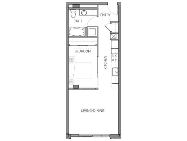 A2d floor plan, 1 Bedroom, 1 Bathroom at AMLI Waterfront apartments