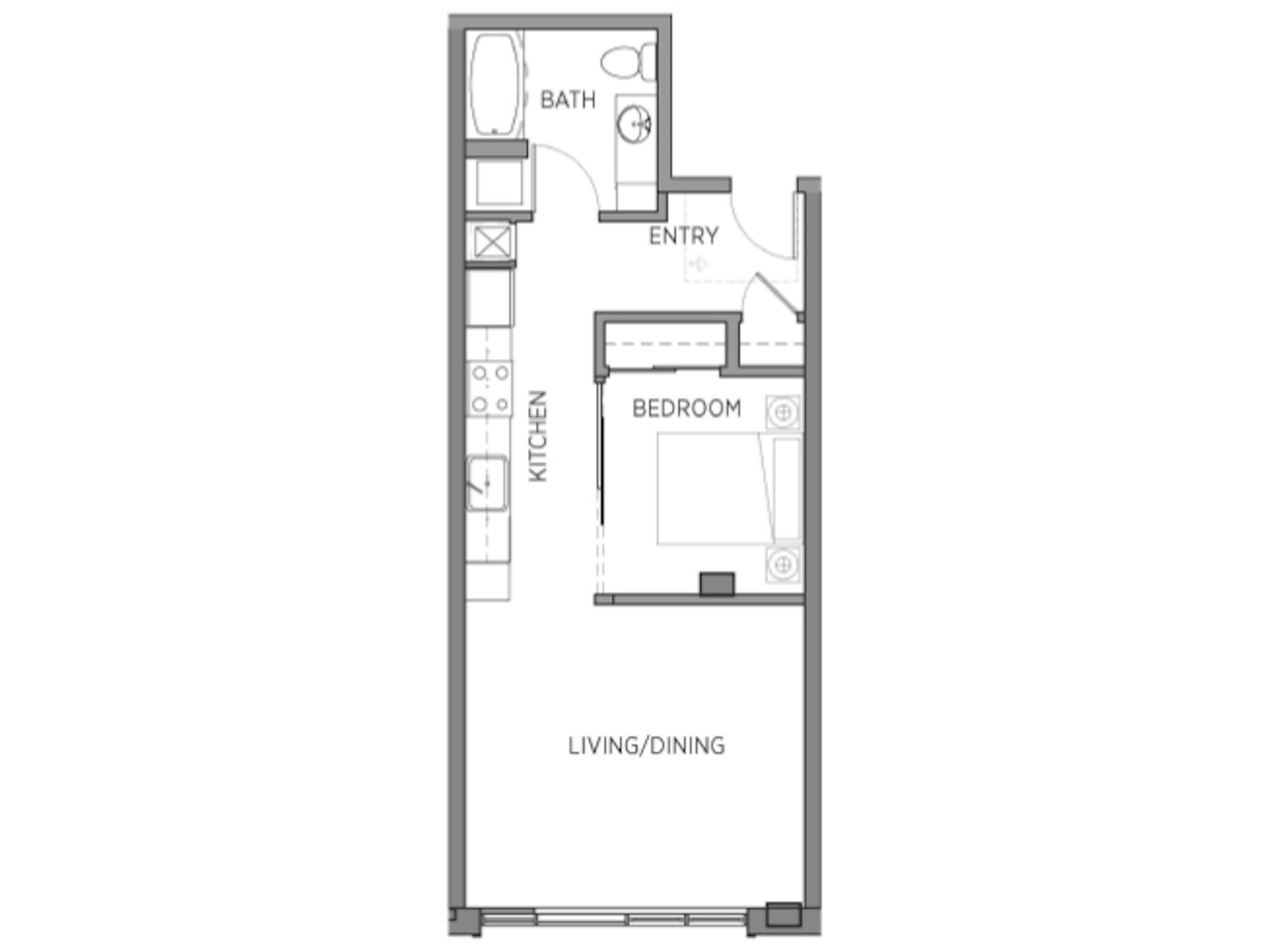 A2 floor plan, 1 Bedroom, 1 Bathroom at AMLI Waterfront apartments