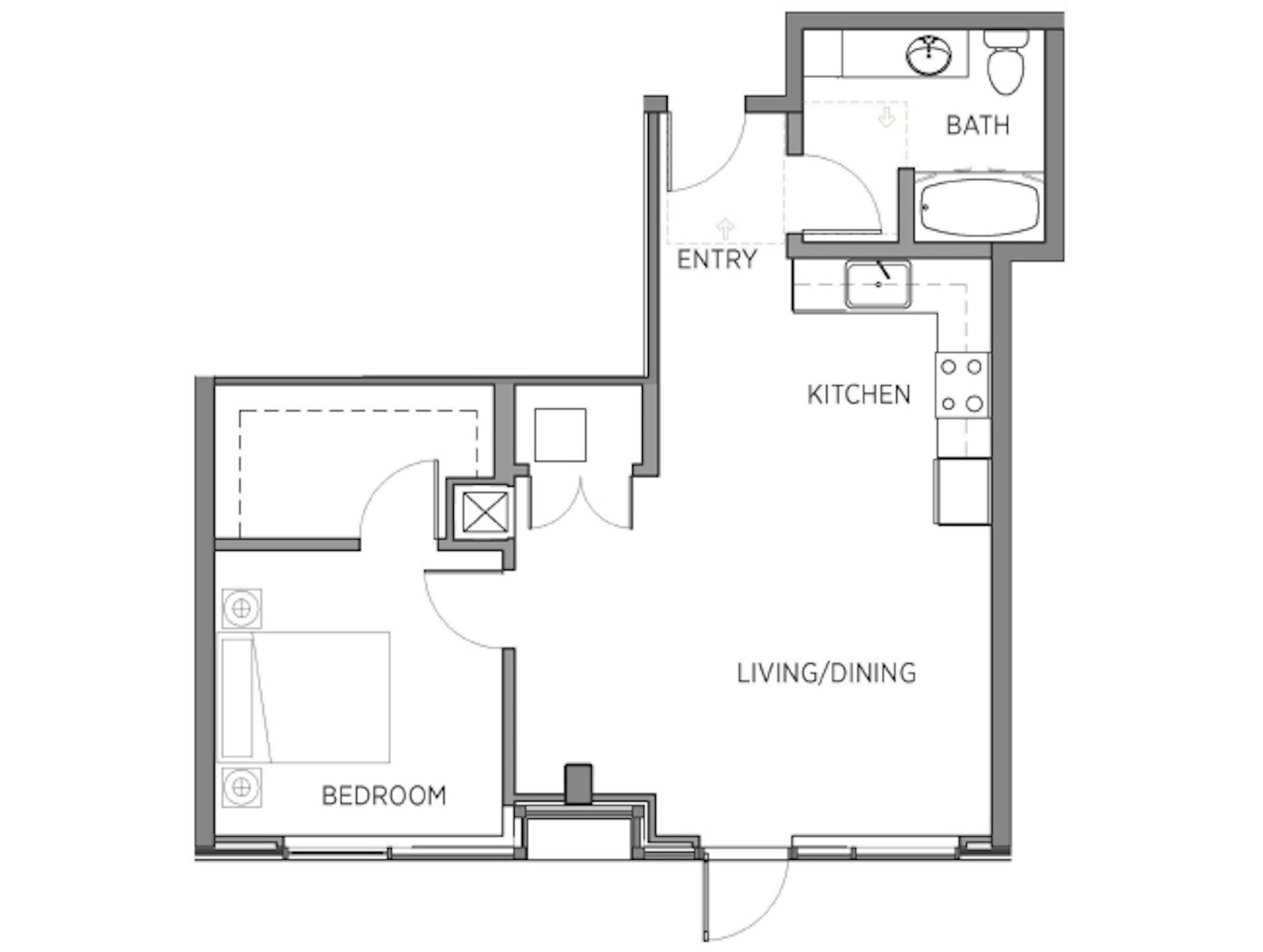 A3d floor plan, 1 Bedroom, 1 Bathroom at AMLI Waterfront apartments