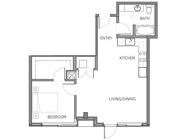 A3d floor plan, 1 Bedroom, 1 Bathroom at AMLI Waterfront apartments