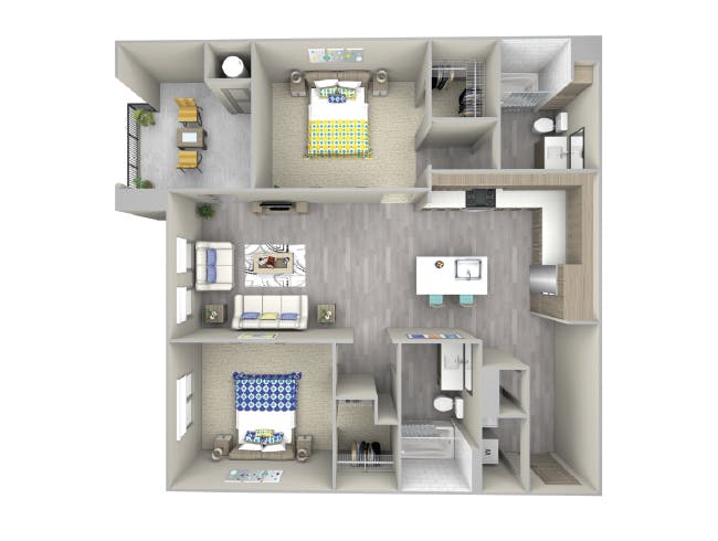 C4 floor plan, 2 Bedroom, 2 Bathroom at AMLI Camarillo apartments