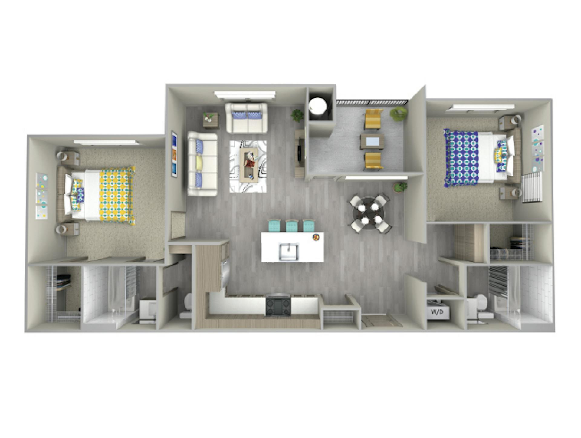 C4a floor plan, 2 Bedroom, 2 Bathroom at AMLI Camarillo apartments