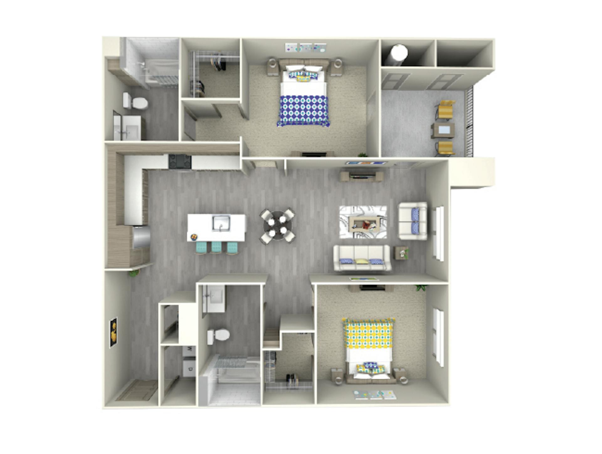 C4c floor plan, 2 Bedroom, 2 Bathroom at AMLI Camarillo apartments