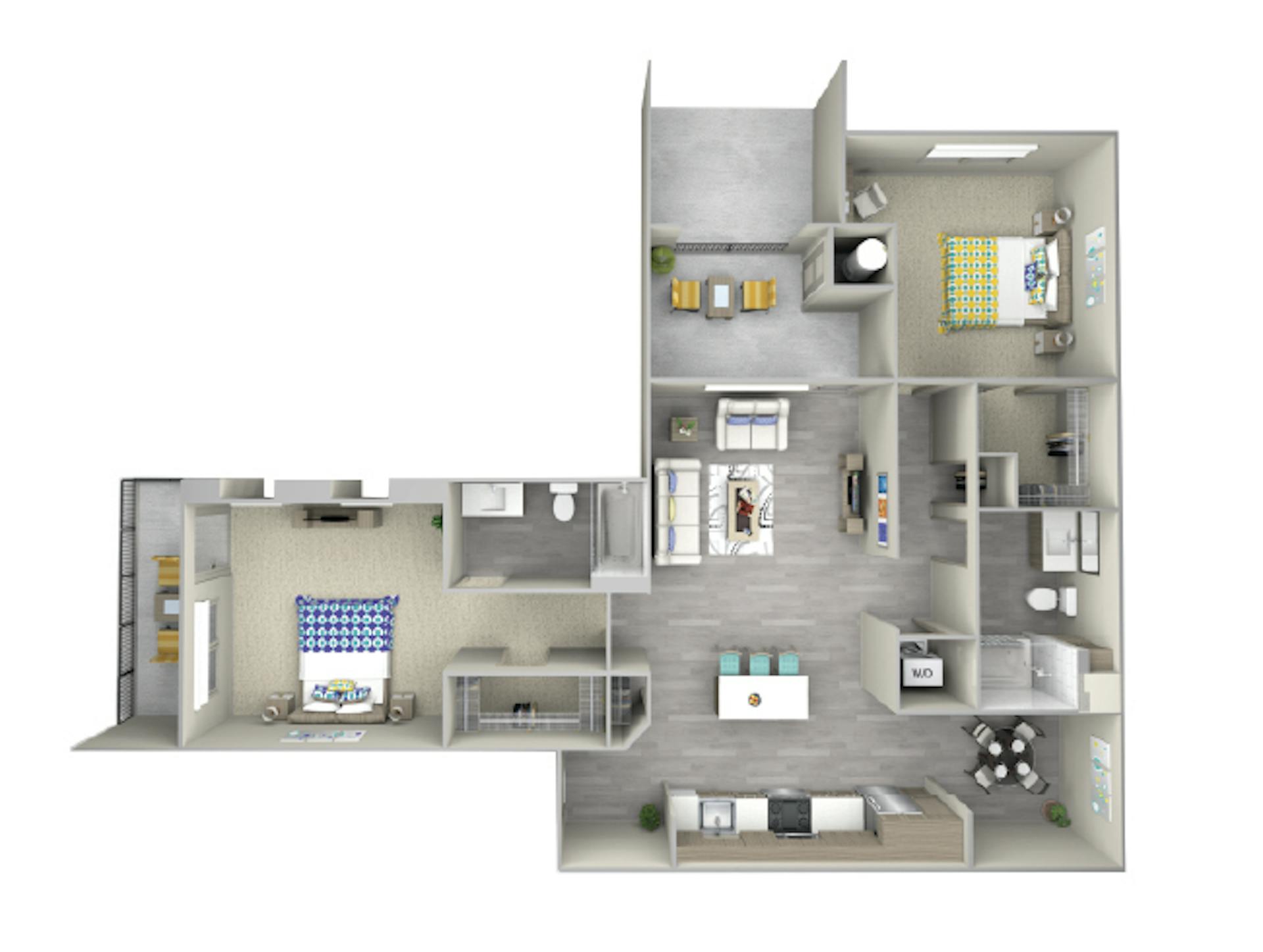 C4e floor plan, 2 Bedroom, 2 Bathroom at AMLI Camarillo apartments