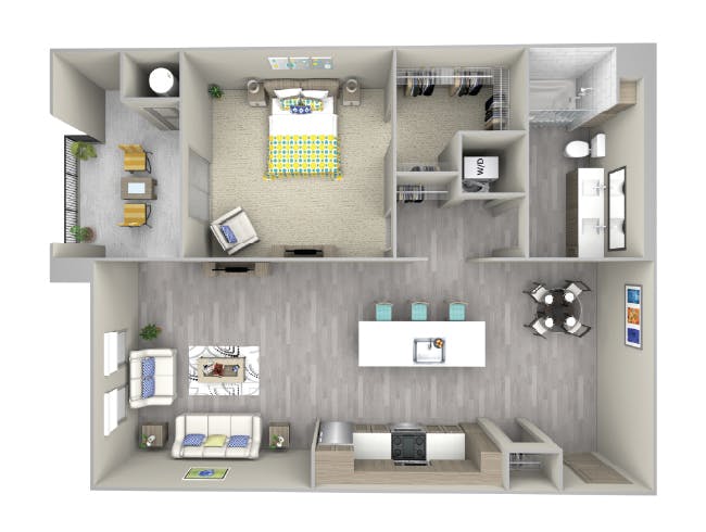 A4b floor plan, 1 Bedroom, 1 Bathroom at AMLI Camarillo apartments