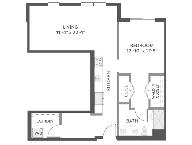 A4g floor plan, 1 Bedroom, 1 Bathroom at AMLI Redmond Way