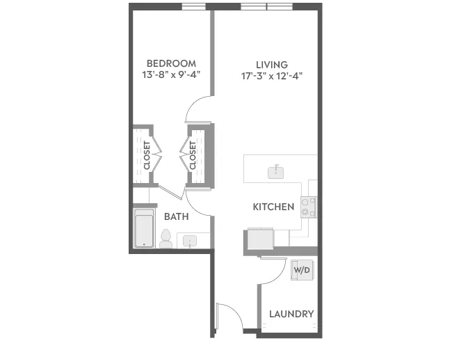 A4a floor plan, 1 Bedroom, 1 Bathroom at AMLI Redmond Way