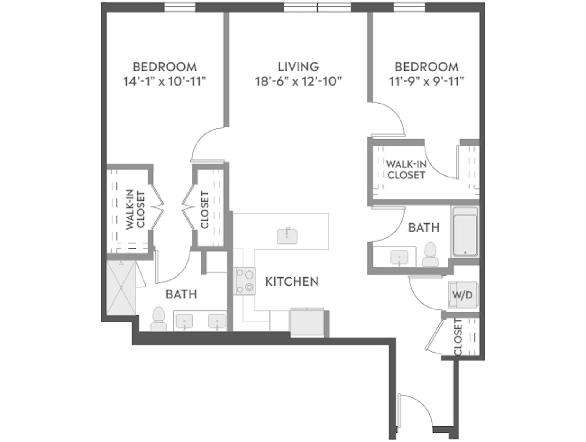C5c floor plan, 2 Bedroom, 2 Bathroom at AMLI Redmond Way