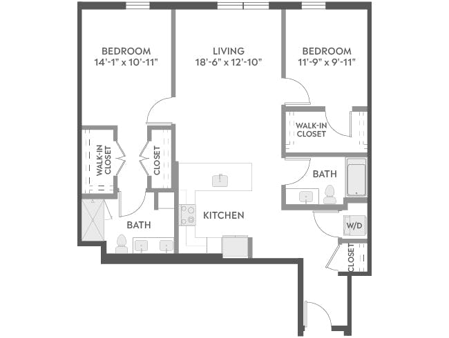 C5c floor plan, 2 Bedroom, 2 Bathroom at AMLI Redmond Way