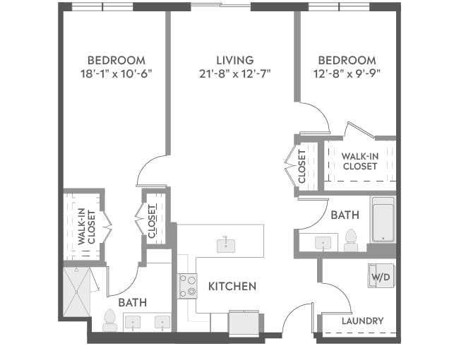 C5dZ floor plan, 2 Bedroom, 2 Bathroom at AMLI Redmond Way