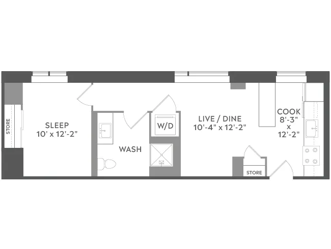 AMLI West Loop 1-bedroom floor plan image (A2b) - Chicago, IL