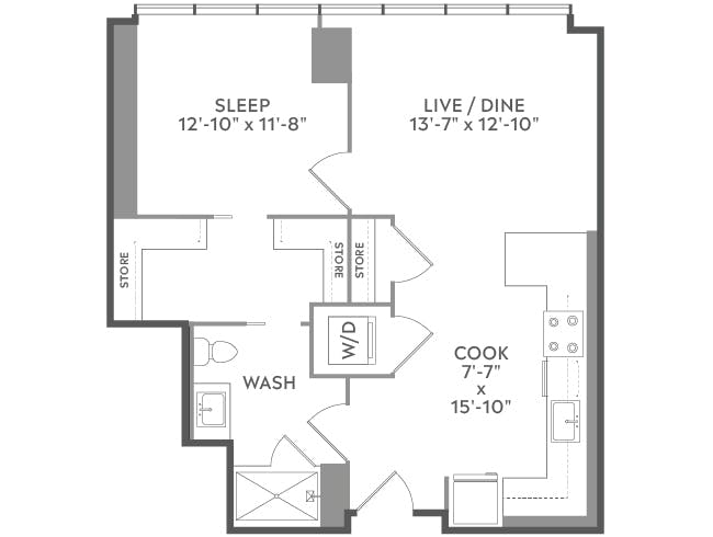 A3d floor plan, 1 Bedroom, 1 Bathroom at AMLI West Loop apartments