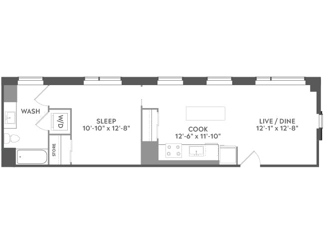 A3c floor plan, 1 Bedroom, 1 Bathroom at AMLI West Loop apartments