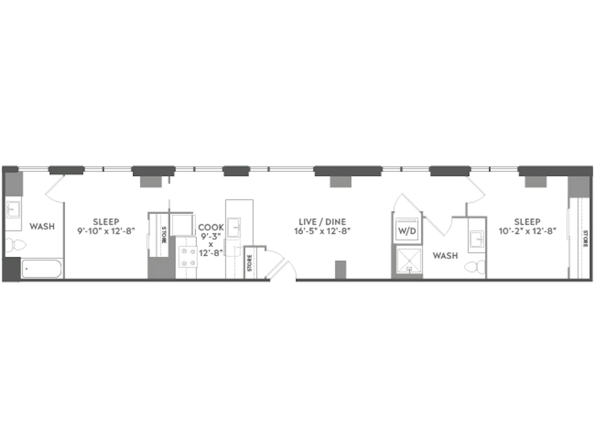 C4Z floor plan, 2 Bedroom, 2 Bathroom at AMLI West Loop apartments