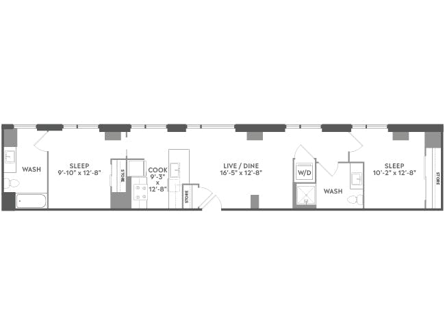 C4Z floor plan, 2 Bedroom, 2 Bathroom at AMLI West Loop apartments