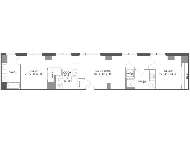 C4Z floor plan, 2 Bedroom, 2 Bathroom at AMLI West Loop apartments
