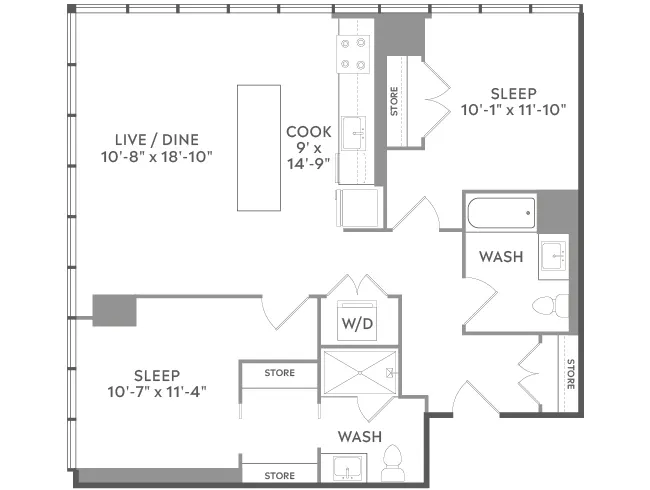 AMLI West Loop 2-bedroom floor plan image (C4a) - Chicago, IL
