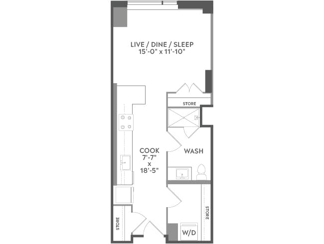 E3 floor plan, Studio, 1 Bathroom at AMLI West Loop apartments