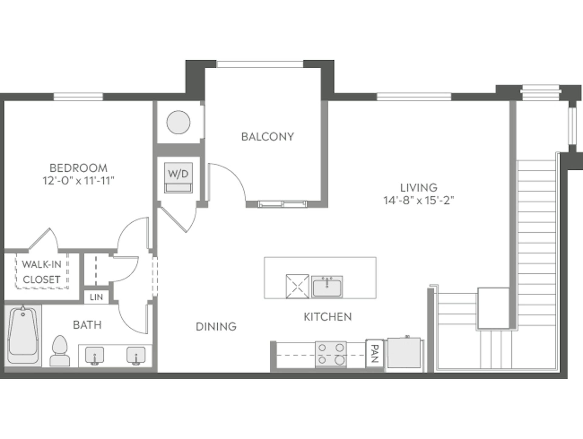 A4d floor plan, 1 Bedroom, 1 Bathroom at AMLI Camarillo apartments