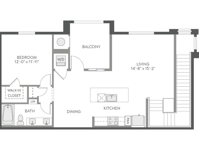 A4d floor plan, 1 Bedroom, 1 Bathroom at AMLI Camarillo apartments