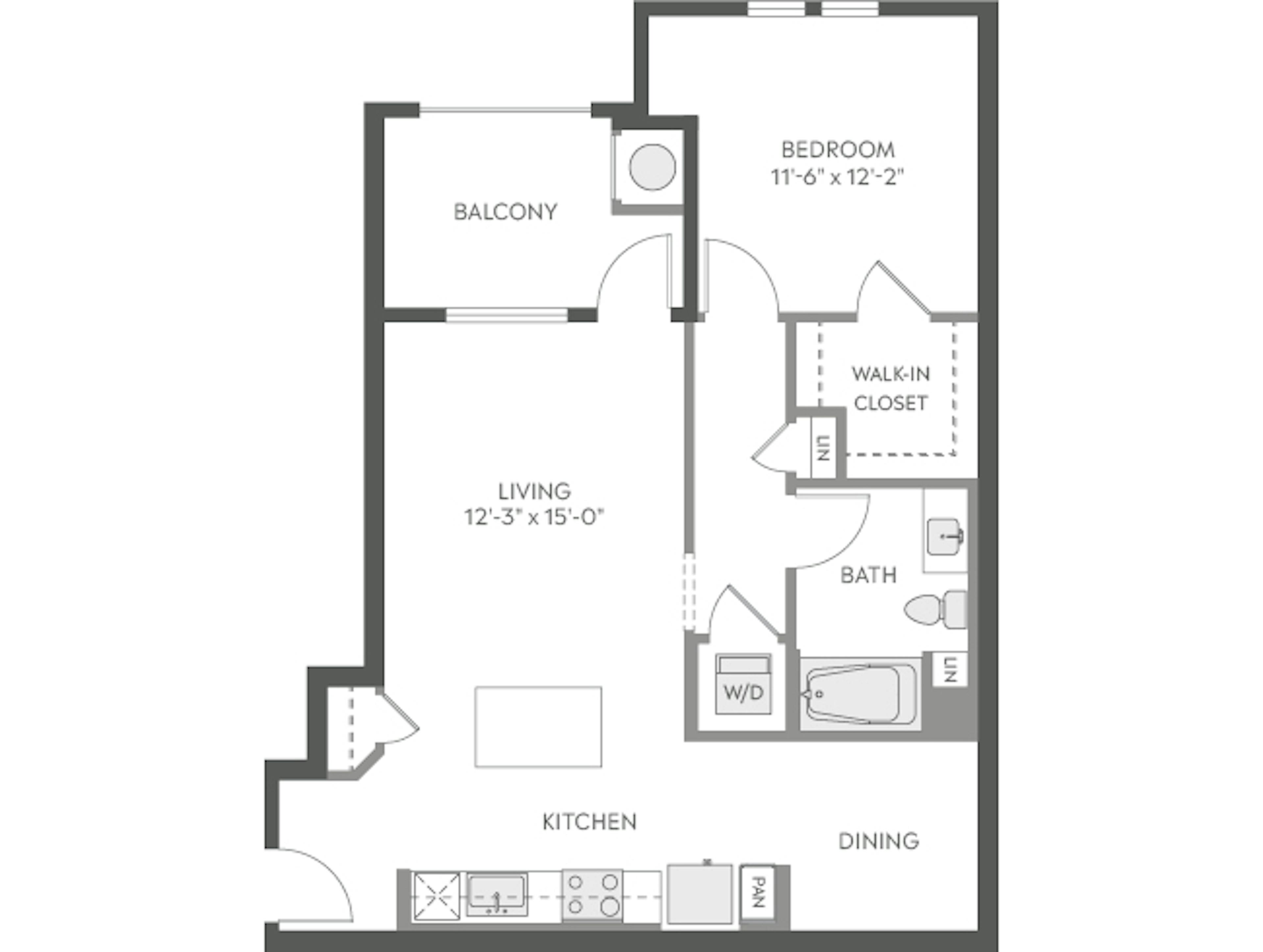 A4 floor plan, 1 Bedroom, 1 Bathroom at AMLI Camarillo apartments