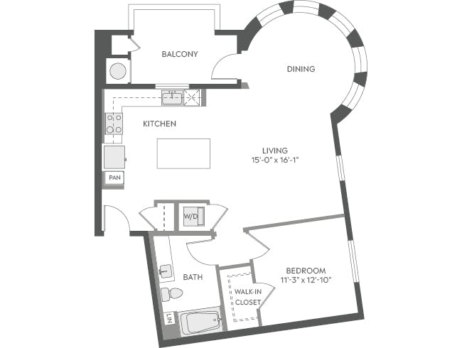 A4a floor plan, 1 Bedroom, 1 Bathroom at AMLI Camarillo apartments