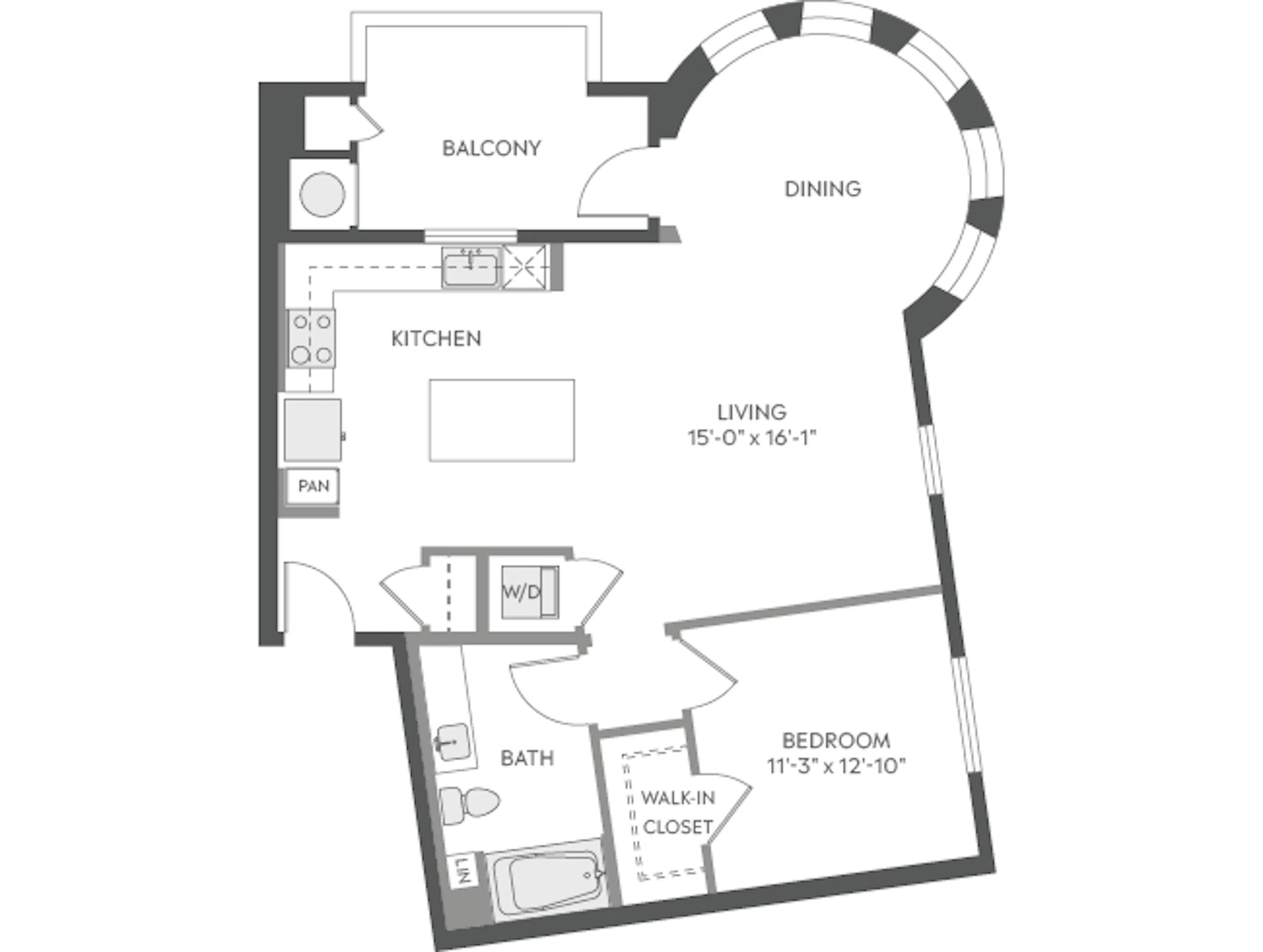 A4a floor plan, 1 Bedroom, 1 Bathroom at AMLI Camarillo apartments