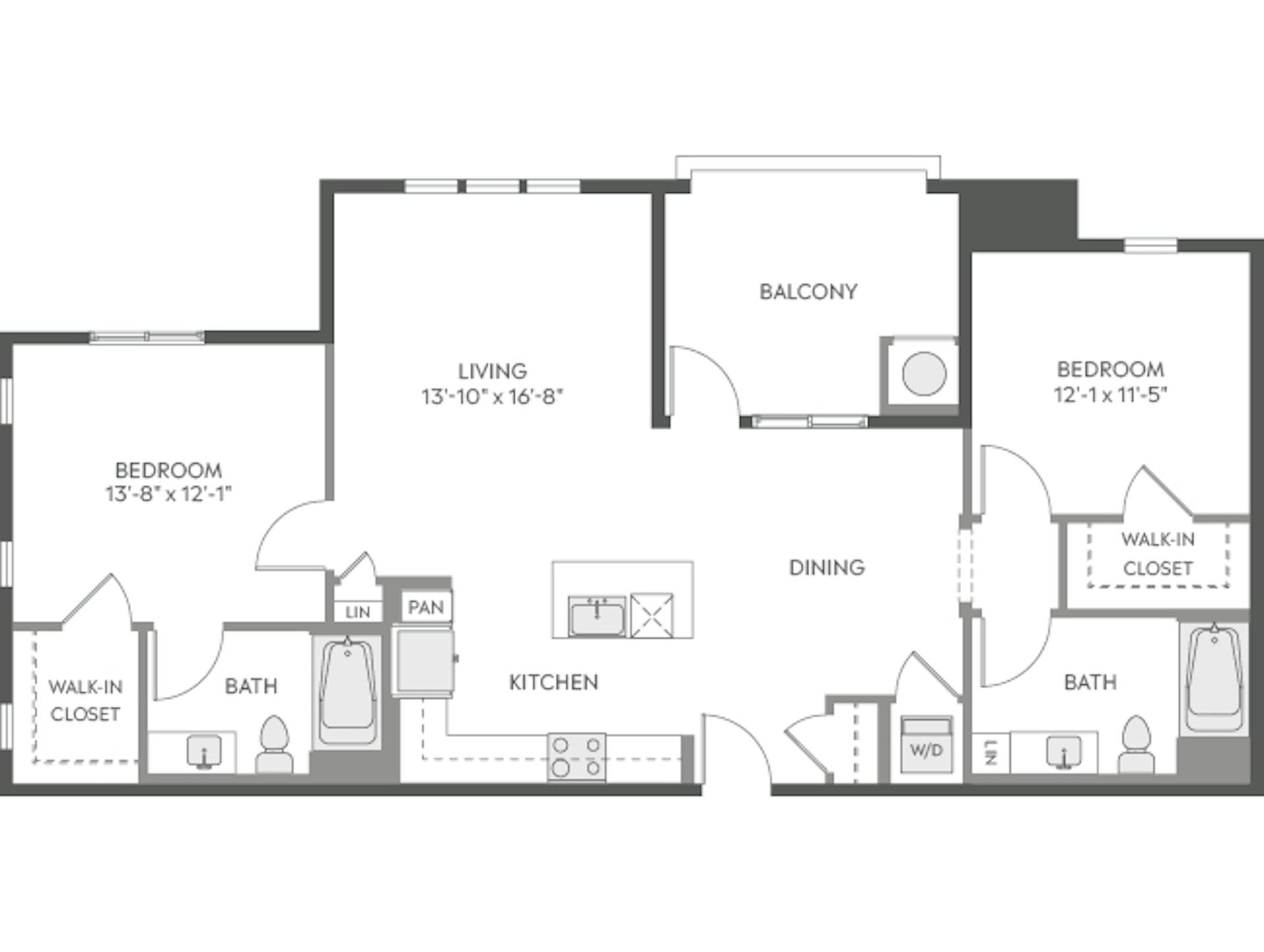 C4d floor plan, 2 Bedroom, 2 Bathroom at AMLI Camarillo apartments