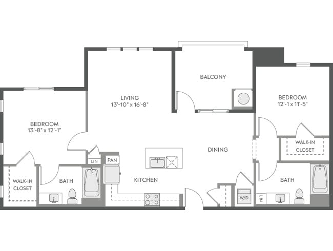 C4d floor plan, 2 Bedroom, 2 Bathroom at AMLI Camarillo apartments