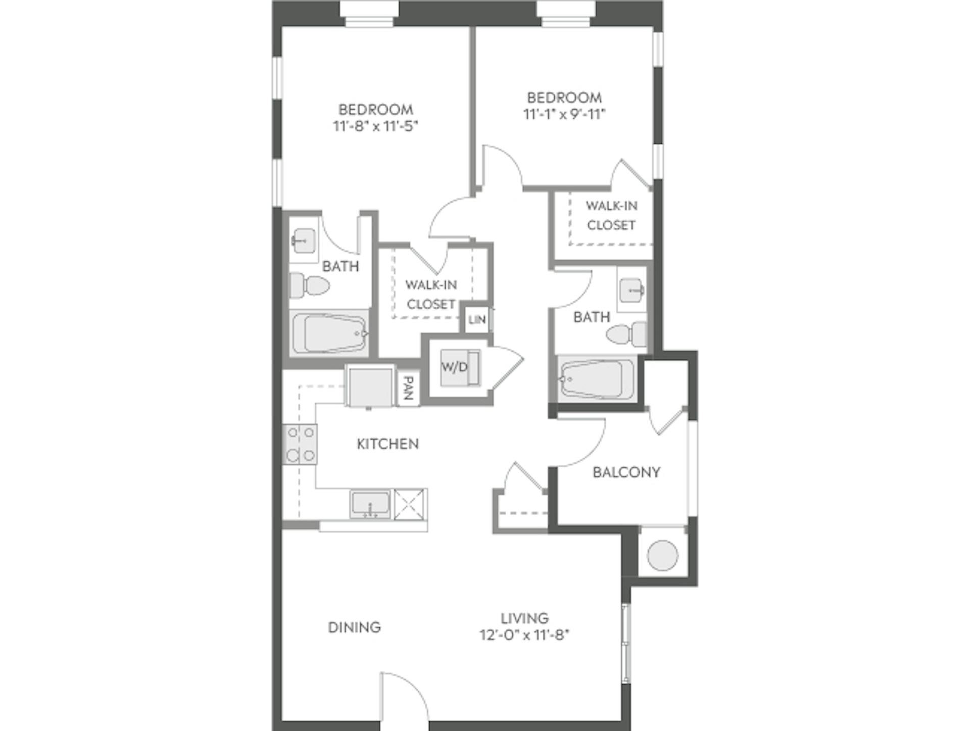 C3 floor plan, 2 Bedroom, 2 Bathroom at AMLI Camarillo apartments
