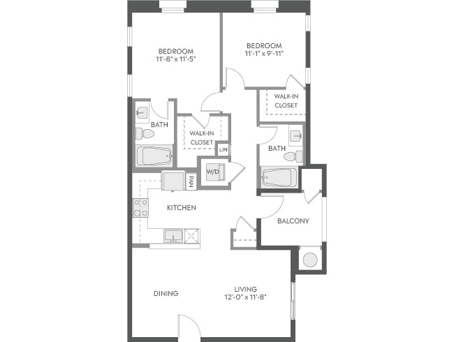 C3 floor plan, 2 Bedroom, 2 Bathroom at AMLI Camarillo apartments