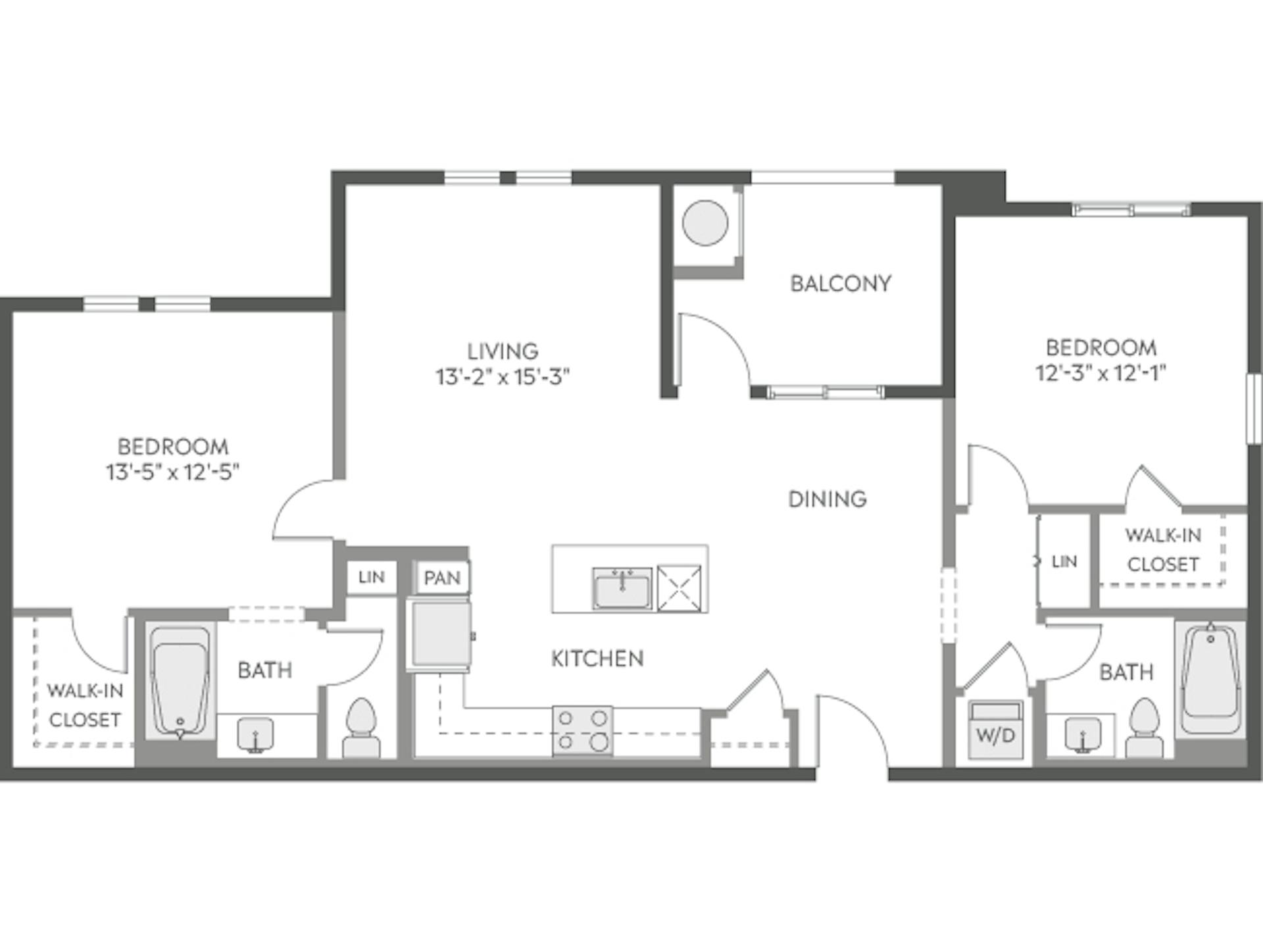 C4a floor plan, 2 Bedroom, 2 Bathroom at AMLI Camarillo apartments