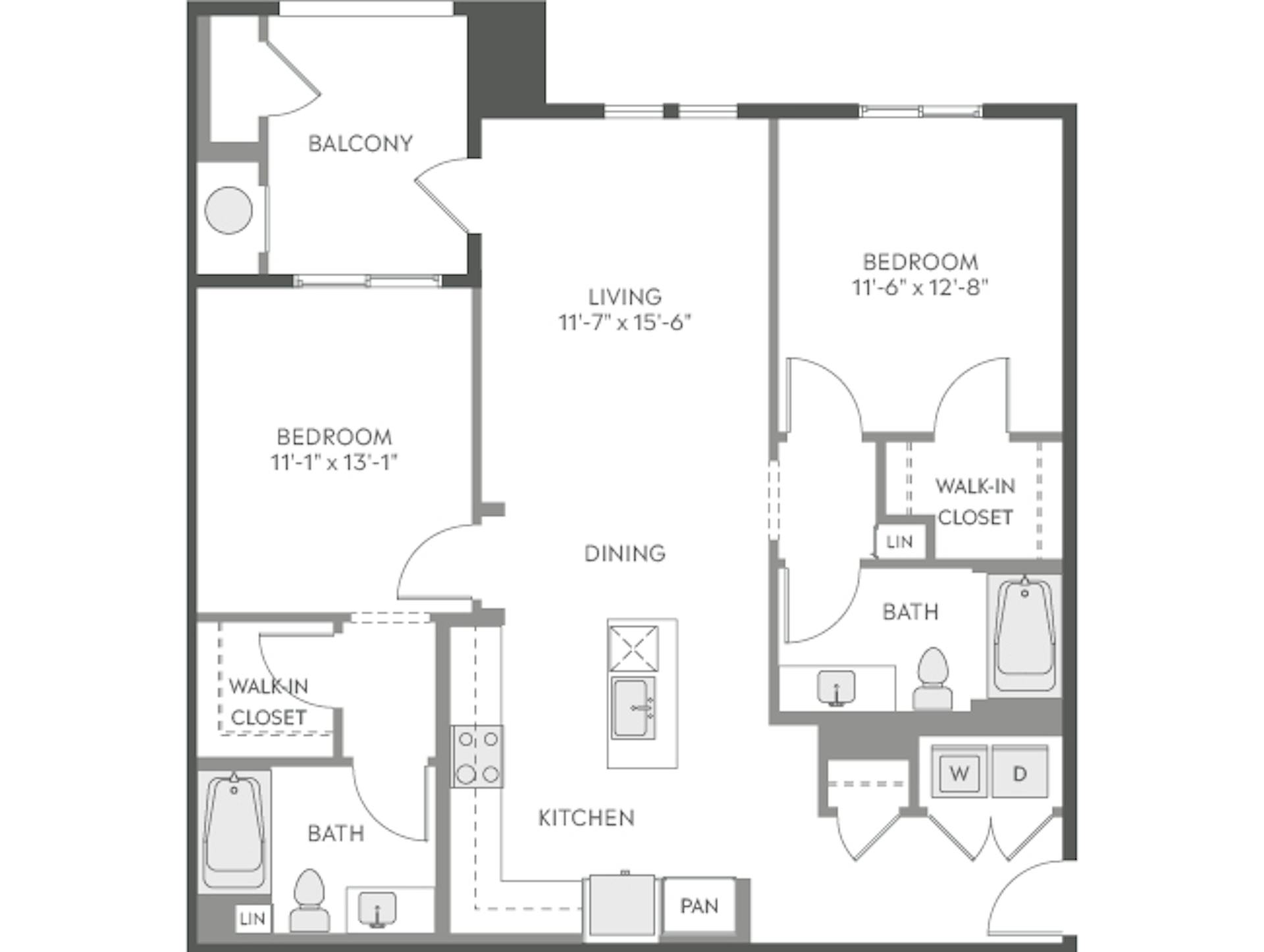 C4e floor plan, 2 Bedroom, 2 Bathroom at AMLI Camarillo apartments