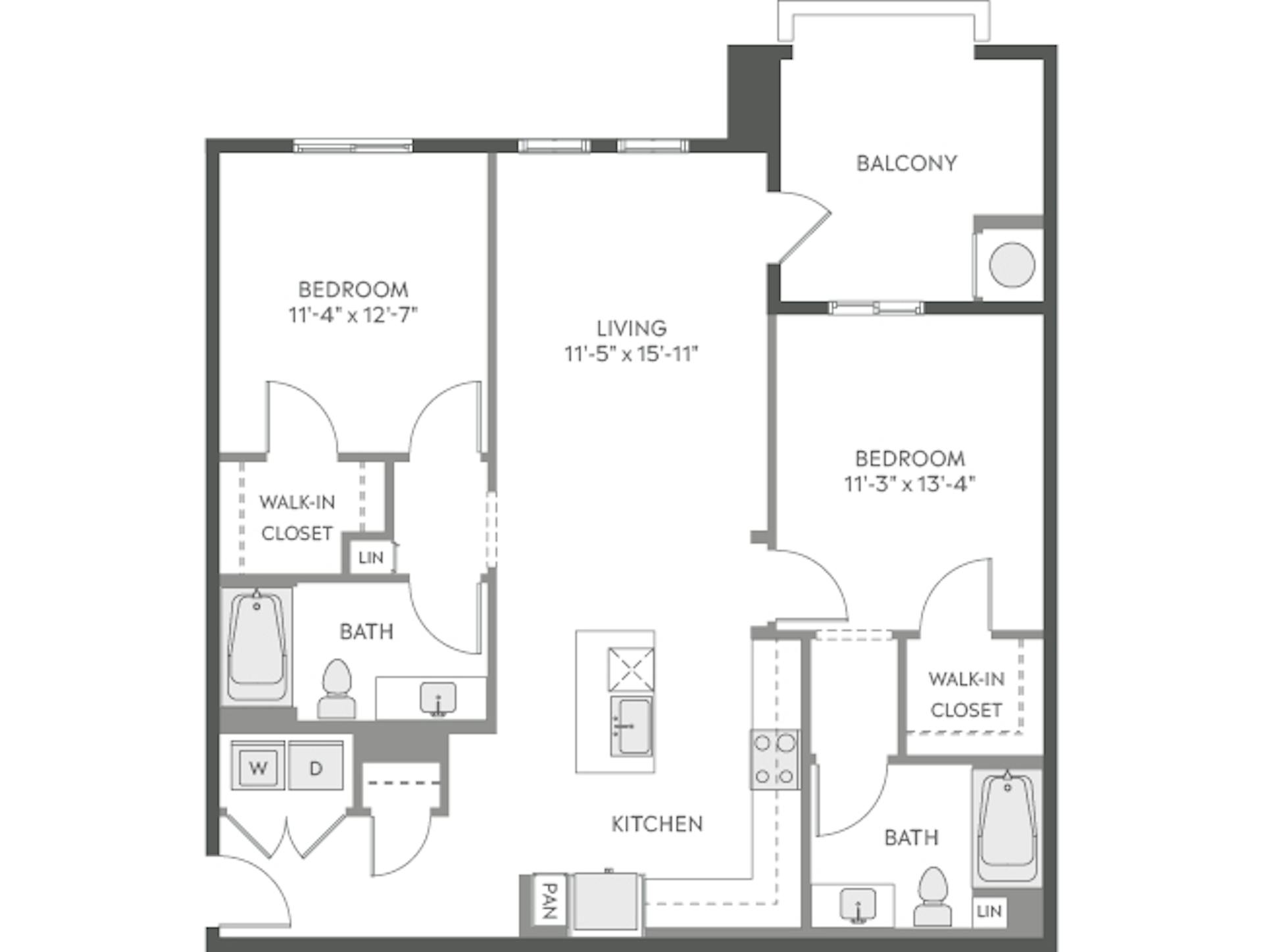 C4 floor plan, 2 Bedroom, 2 Bathroom at AMLI Camarillo apartments