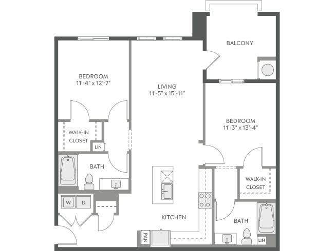 C4 floor plan, 2 Bedroom, 2 Bathroom at AMLI Camarillo apartments