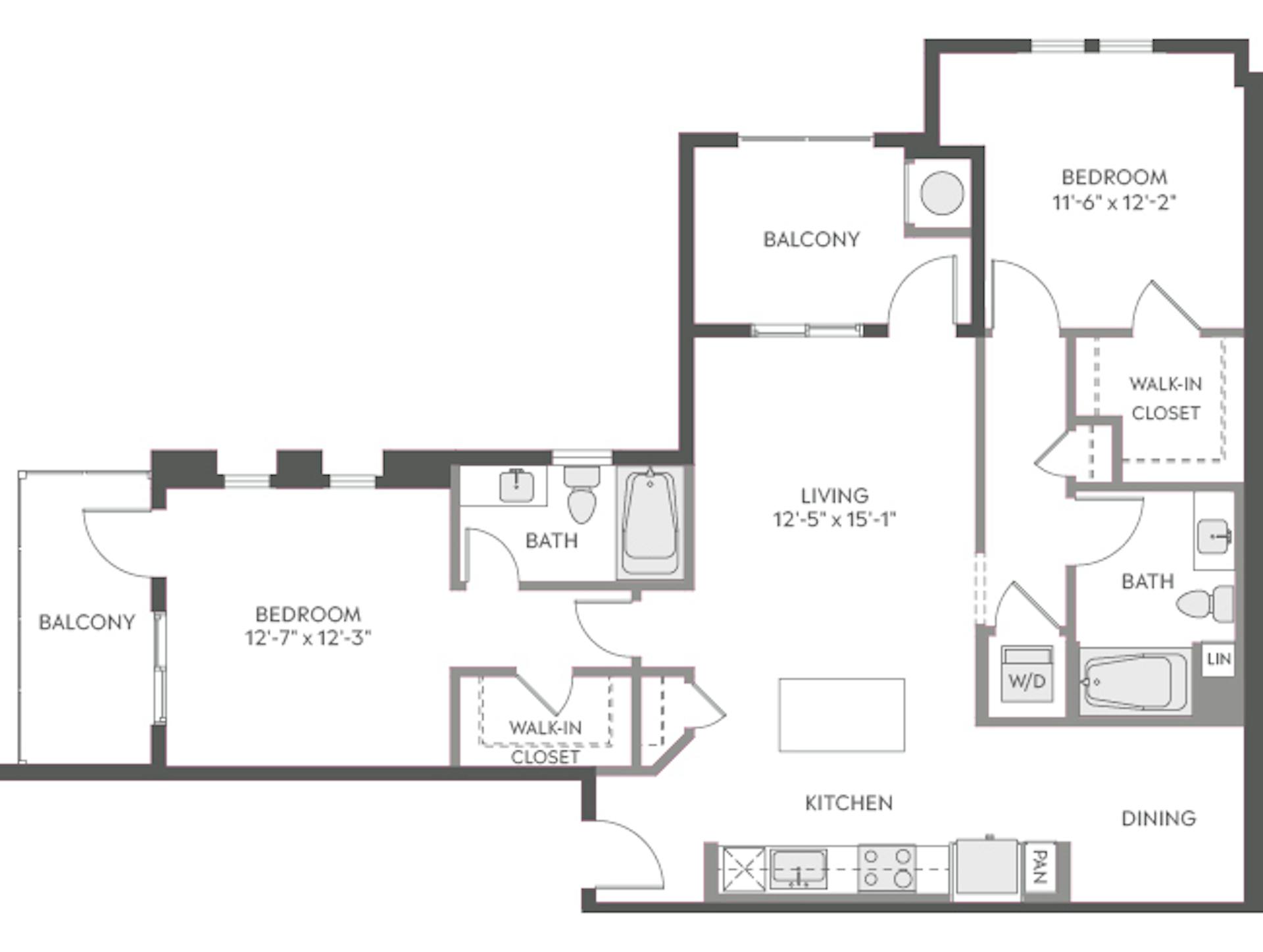 C4c floor plan, 2 Bedroom, 2 Bathroom at AMLI Camarillo apartments