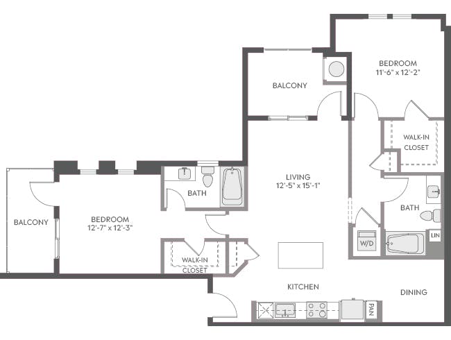 C4c floor plan, 2 Bedroom, 2 Bathroom at AMLI Camarillo apartments