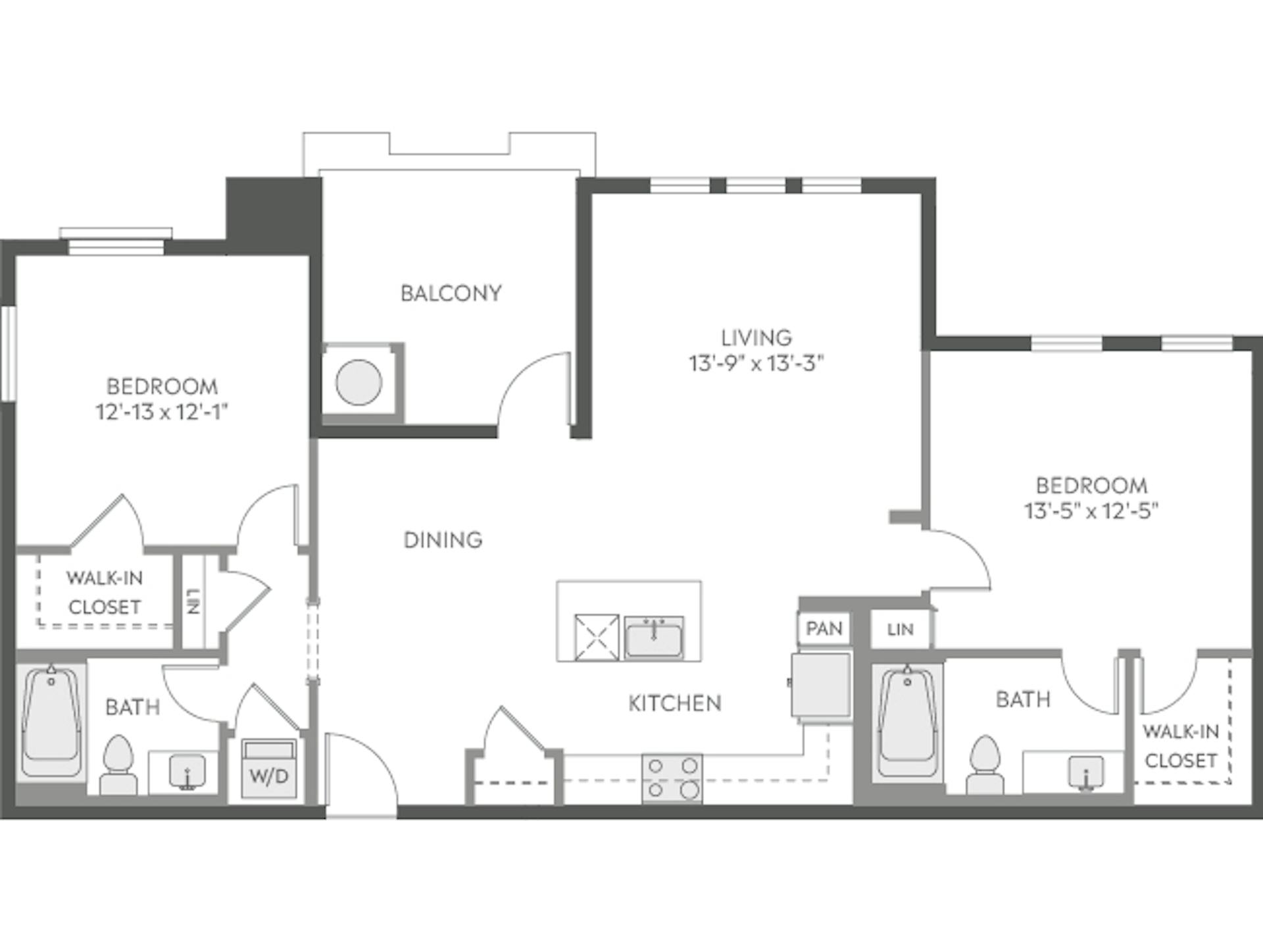 C4b floor plan, 2 Bedroom, 2 Bathroom at AMLI Camarillo apartments
