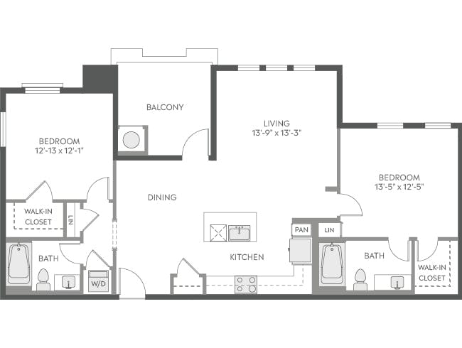 C4b floor plan, 2 Bedroom, 2 Bathroom at AMLI Camarillo apartments