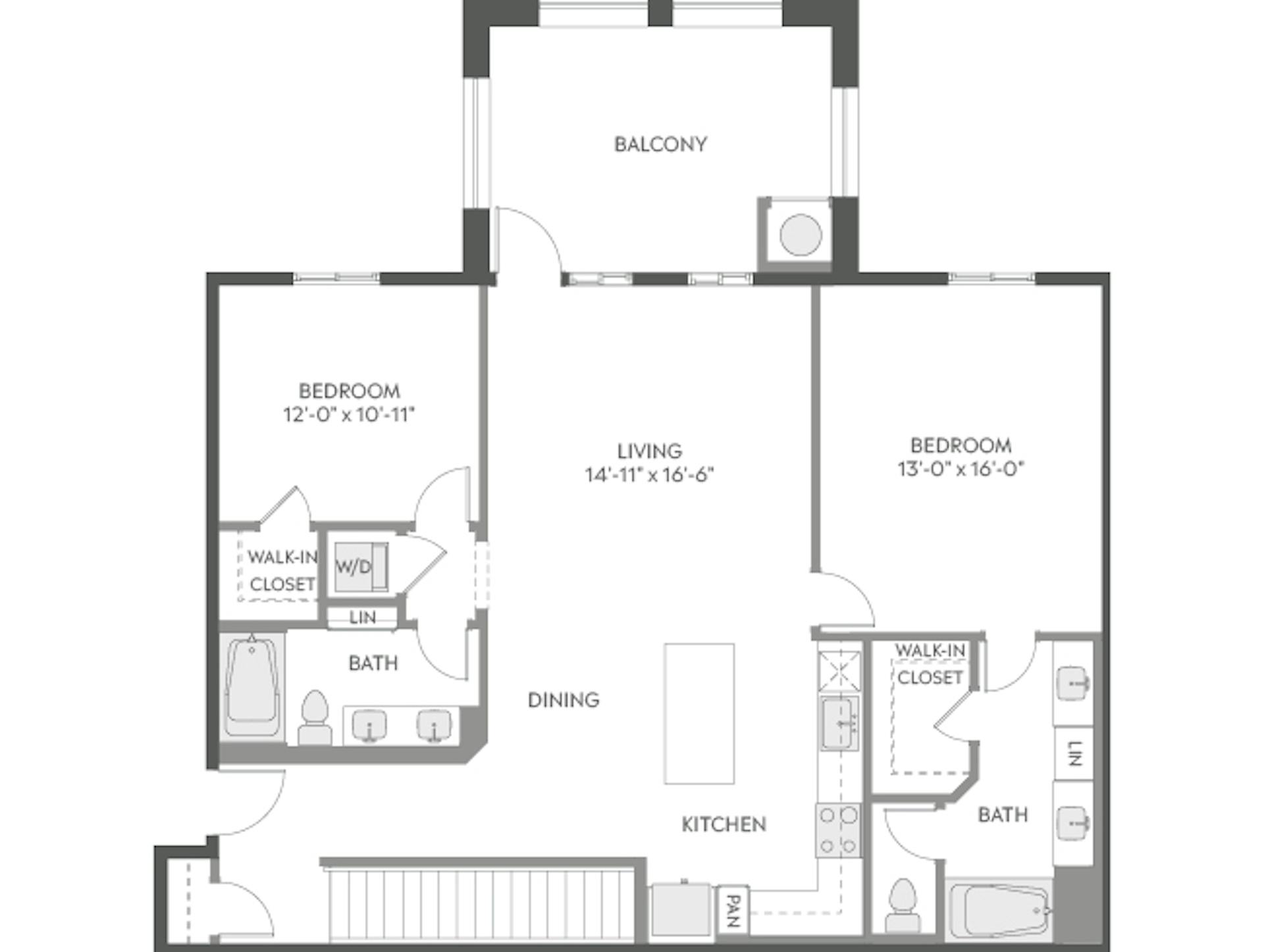 C6 floor plan, 2 Bedroom, 2 Bathroom at AMLI Camarillo apartments